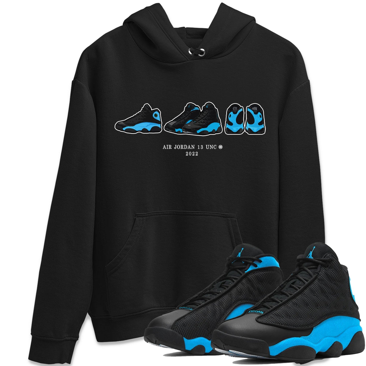 Jordan 13 UNC Sneaker Matching T-Shirt Air Jordan 13 Prelude Sneaker Tees Jordan 13 UNC Sneaker Release Tees Crew Neck Tees