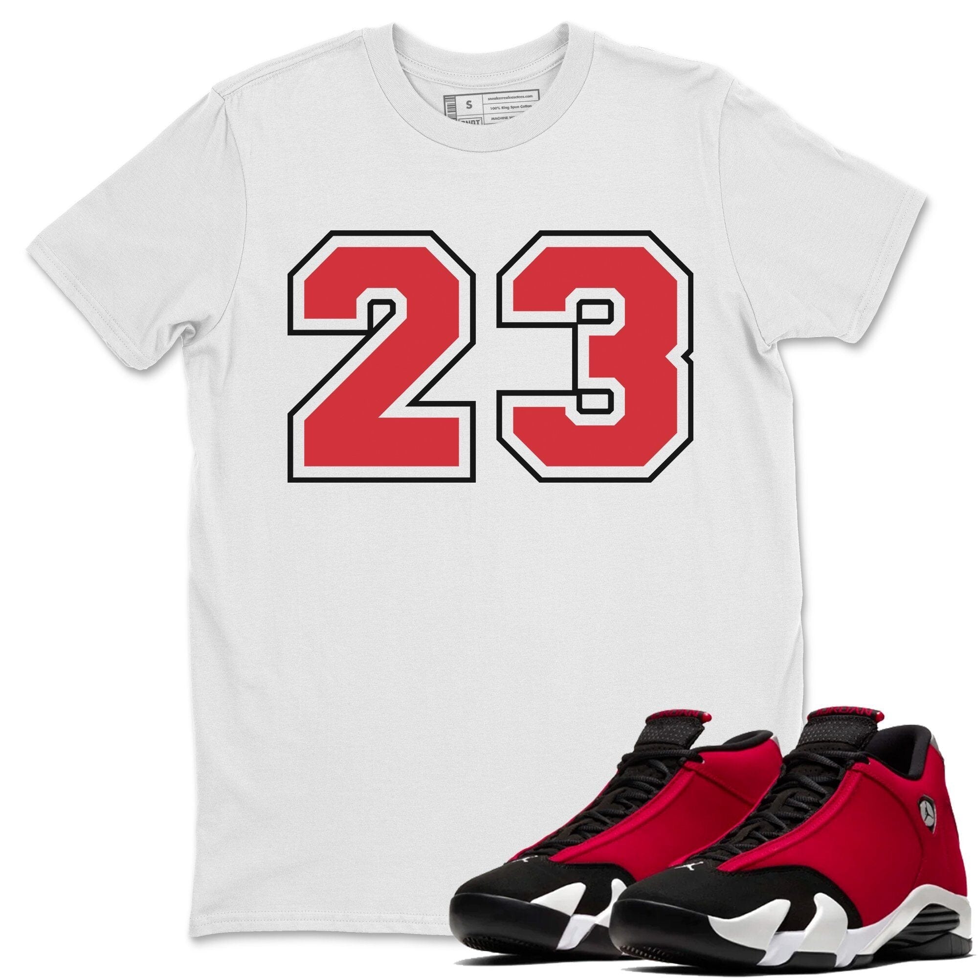 Jordan 14 Gym Red Sneaker Matching T-Shirt 23 Sneaker Tees Jordan 14 Gym Red Sneaker Release Tees Crew Neck Tees