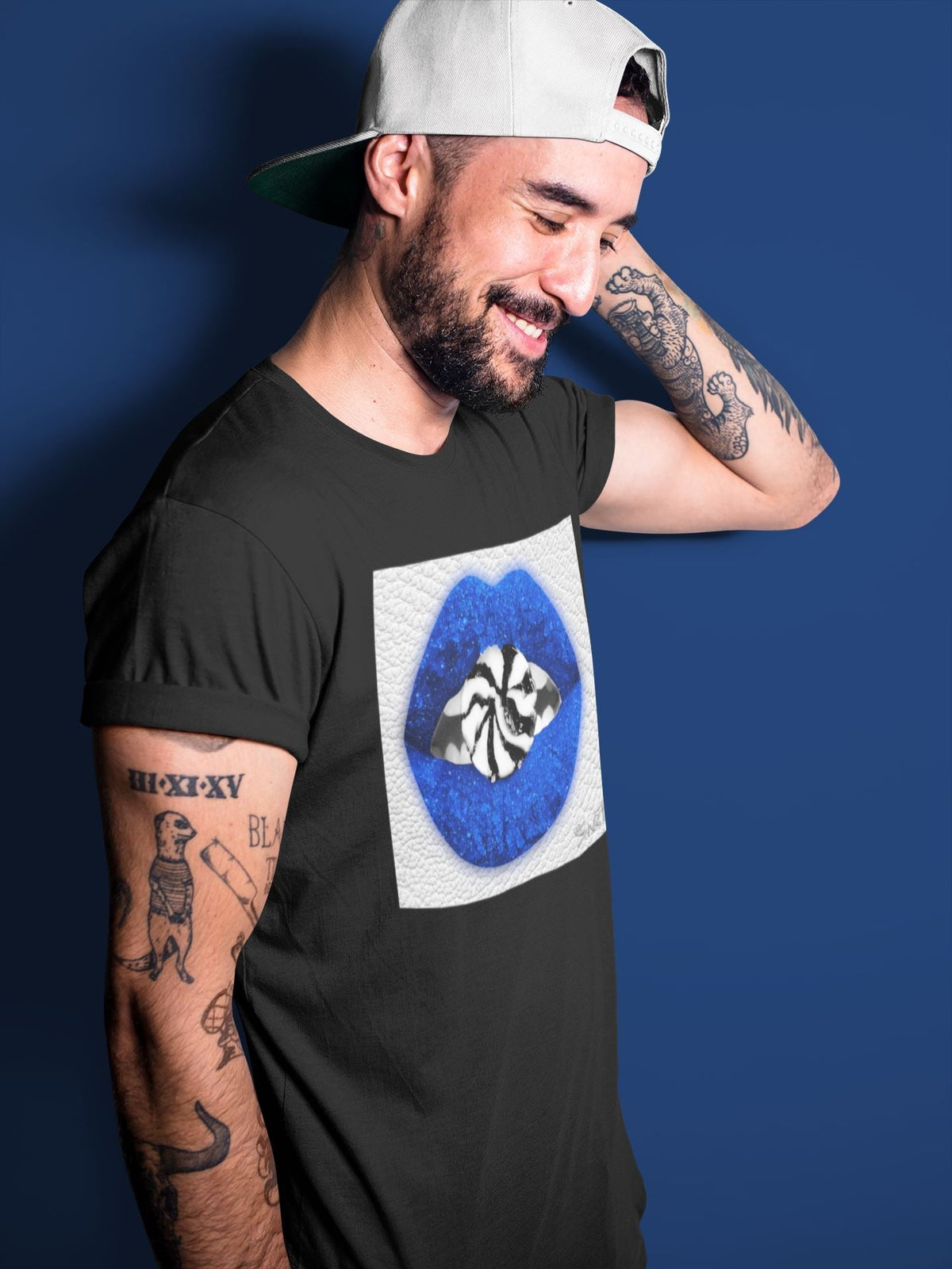 Jordan 14 Hyper Royal Sneaker Matching T-Shirt Lips Candy Sneaker Tees Jordan 14 Hyper Royal Sneaker Release Tees Crew Neck Tees