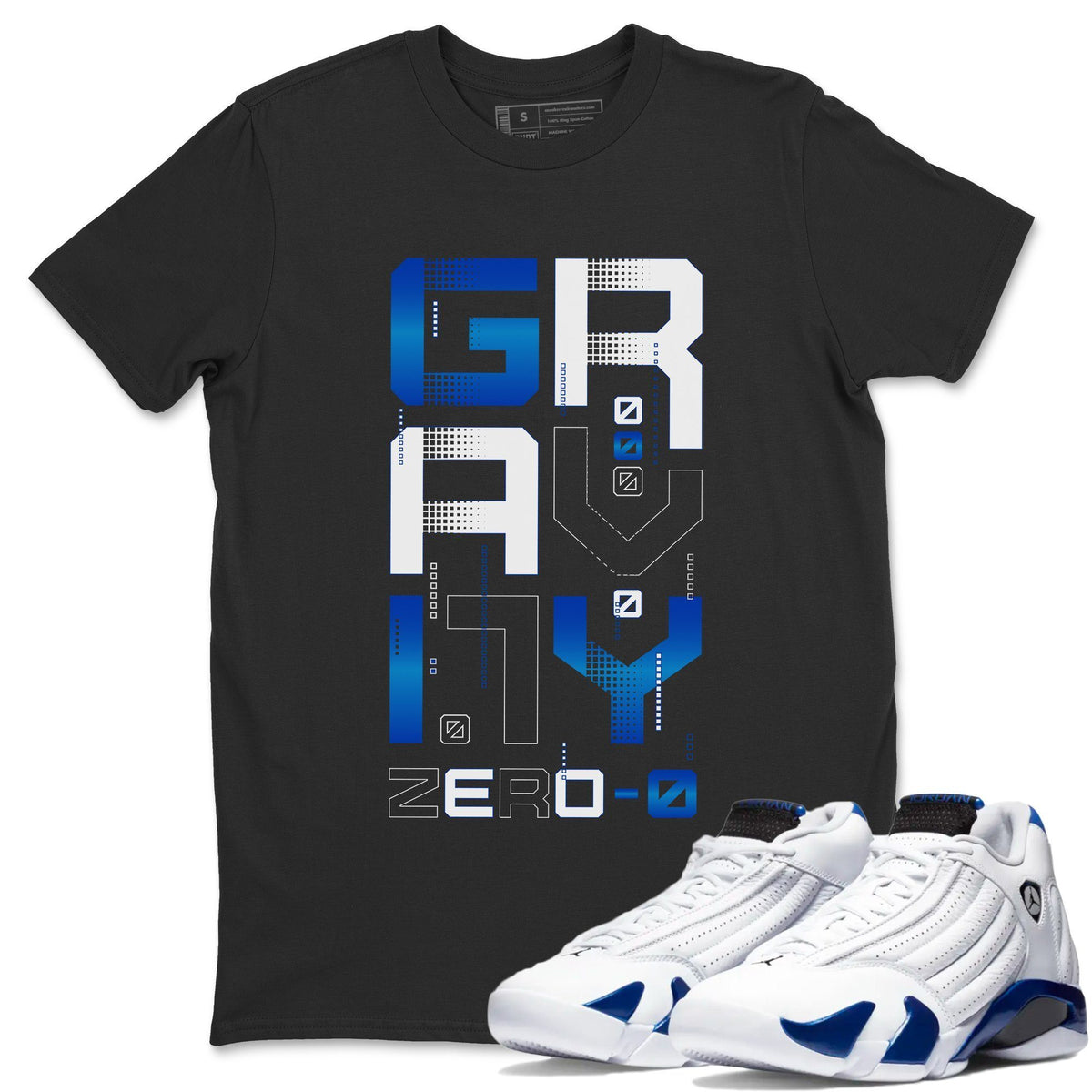 Jordan 14 Hyper Royal Sneaker Matching T-Shirt Zero Gravity Sneaker Tees Jordan 14 Hyper Royal Sneaker Release Tees Crew Neck Tees