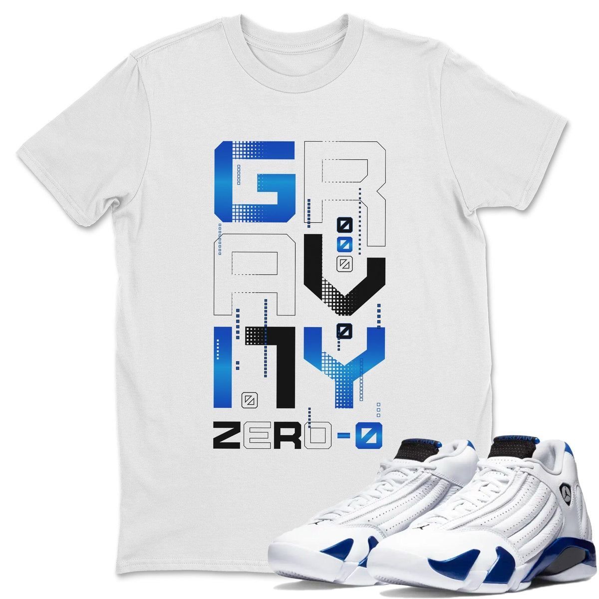 Jordan 14 Hyper Royal Sneaker Matching T-Shirt Zero Gravity Sneaker Tees Jordan 14 Hyper Royal Sneaker Release Tees Crew Neck Tees