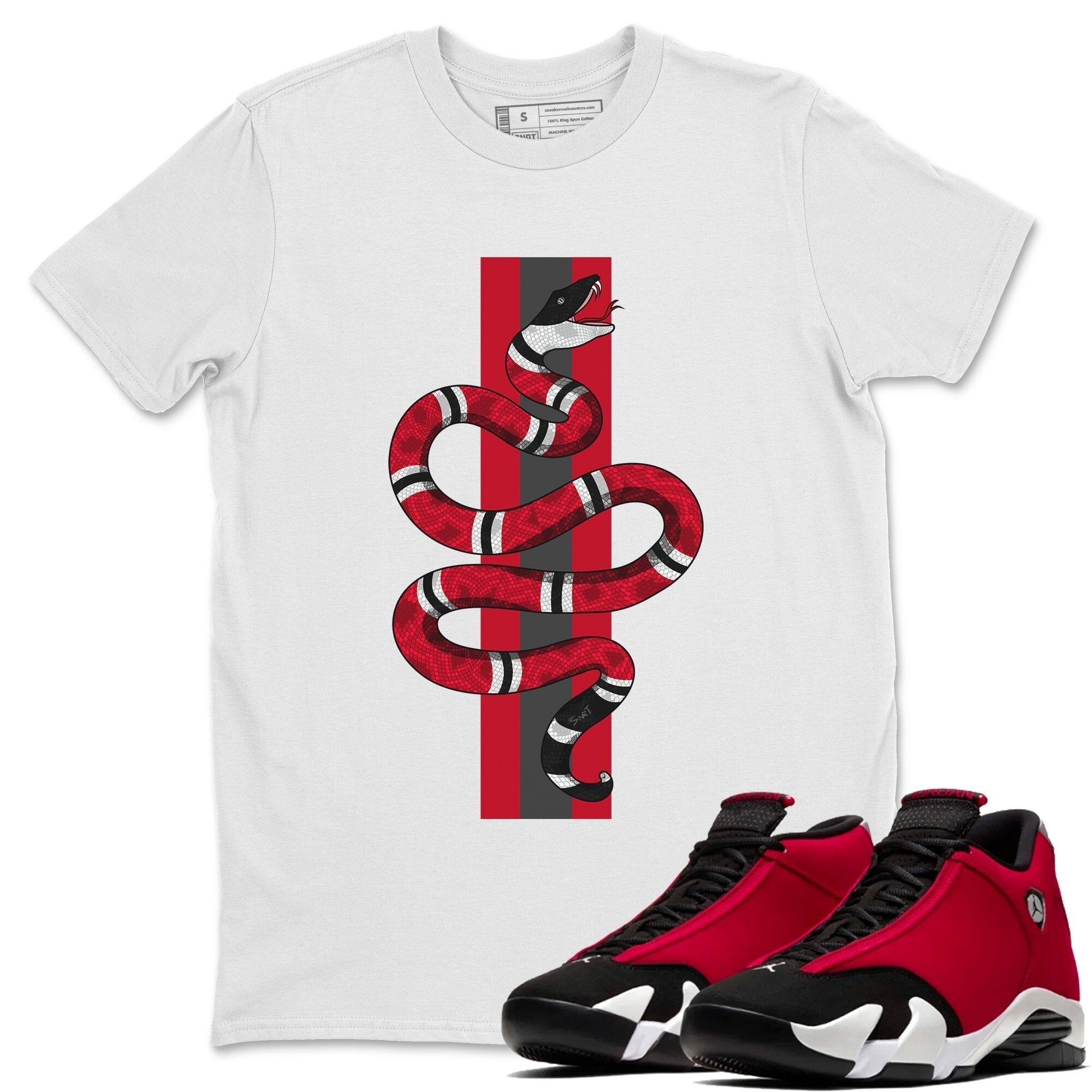 Jordan 14 Gym Red Sneaker Matching T-Shirt Snake Sneaker Tees Jordan 14 Gym Red Sneaker Release Tees Crew Neck Tees