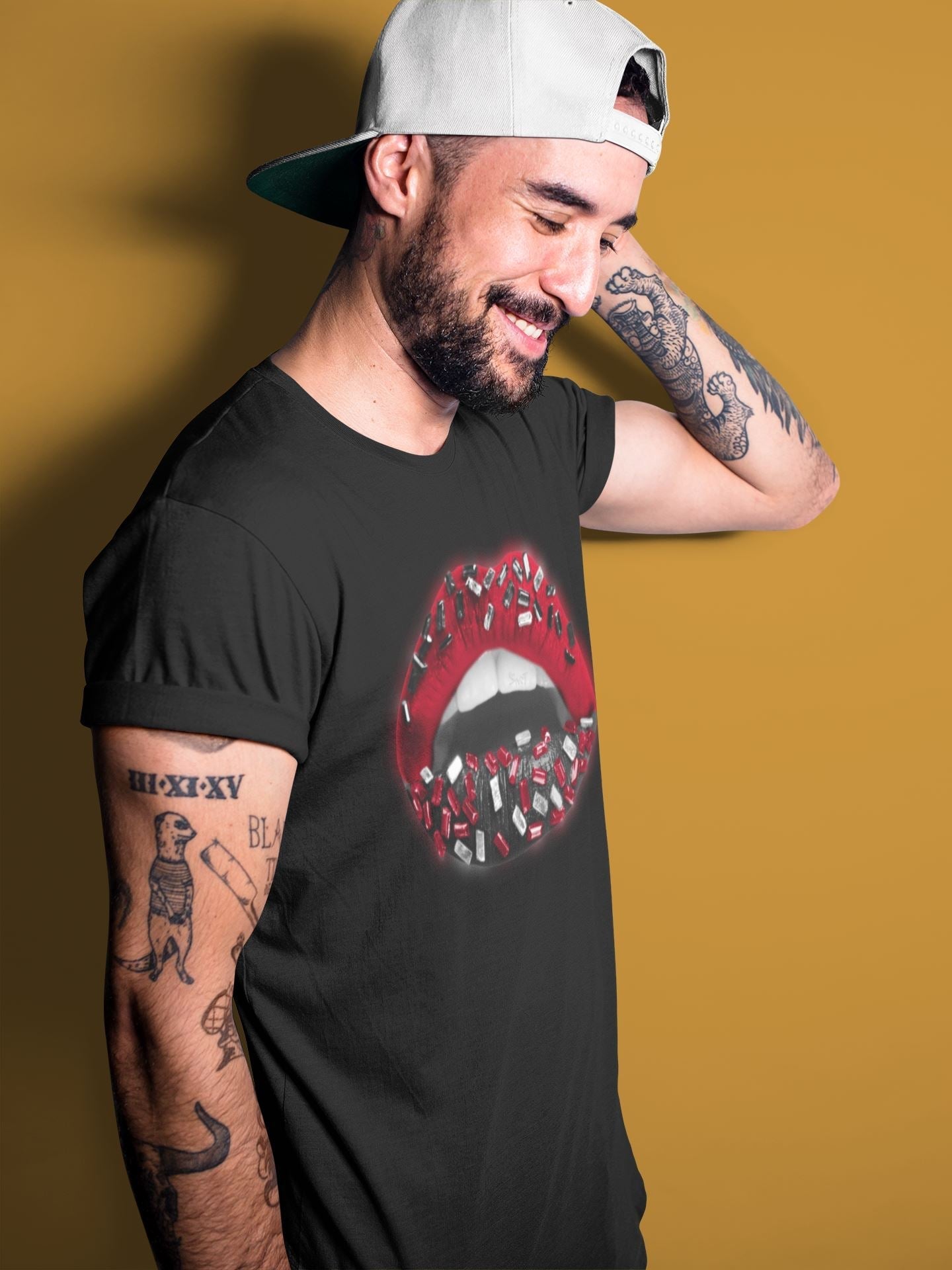 Jordan 14 Gym Red Sneaker Matching T-Shirt Lips Jewel Sneaker Tees Jordan 14 Gym Red Sneaker Release Tees Crew Neck Tees