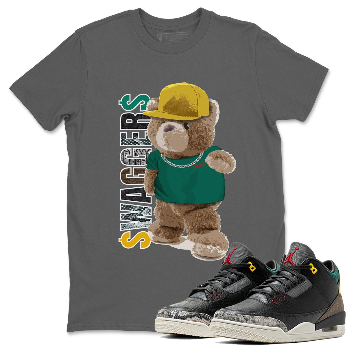 Jordan 3 Animal Instinct 2.0 Sneaker Matching T-Shirt Bear Swaggers Sneaker Tees Jordan 3 Animal Instinct 2.0 Sneaker Release Tees Crew Neck Tees