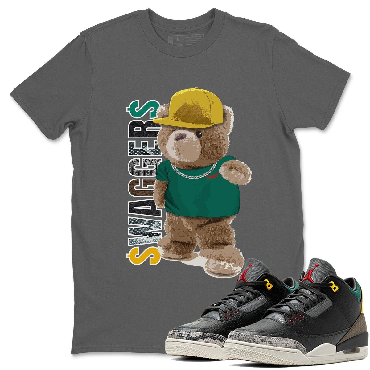 Jordan 3 Animal Instinct 2.0 Sneaker Matching T-Shirt Bear Swaggers Sneaker Tees Jordan 3 Animal Instinct 2.0 Sneaker Release Tees Crew Neck Tees