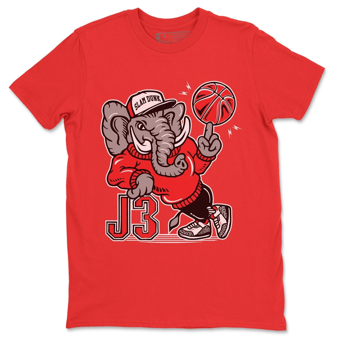 Jordan 3 Fire Red Sneaker Matching T-Shirt Elephant Sneaker Tees Jordan 3 Fire Red Sneaker Release Tees Crew Neck Tees