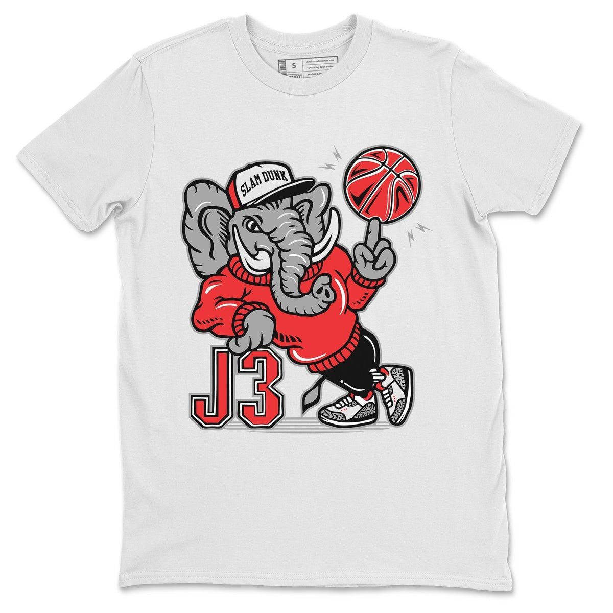 Jordan 3 Fire Red Sneaker Matching T-Shirt Elephant Sneaker Tees Jordan 3 Fire Red Sneaker Release Tees Crew Neck Tees