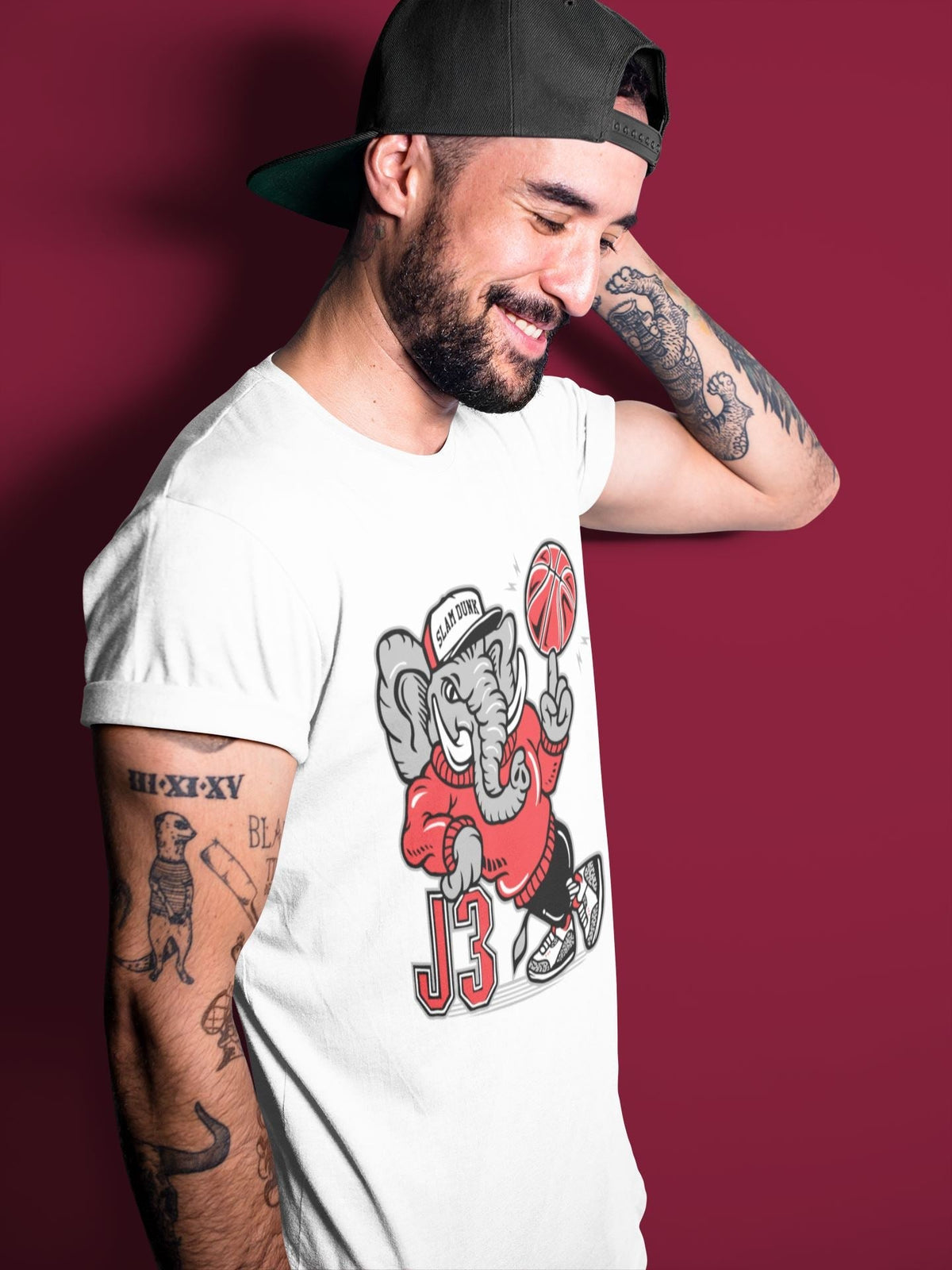 Jordan 3 Fire Red Sneaker Matching T-Shirt Elephant Sneaker Tees Jordan 3 Fire Red Sneaker Release Tees Crew Neck Tees