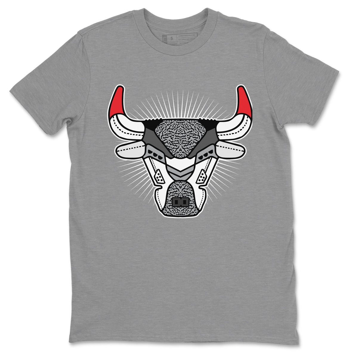 Jordan 3 Fire Red Sneaker Matching T-Shirt Bull Head Sneaker Tees Jordan 3 Fire Red Sneaker Release Tees Crew Neck Tees