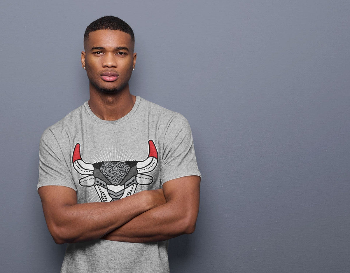 Jordan 3 Fire Red Sneaker Matching T-Shirt Bull Head Sneaker Tees Jordan 3 Fire Red Sneaker Release Tees Crew Neck Tees
