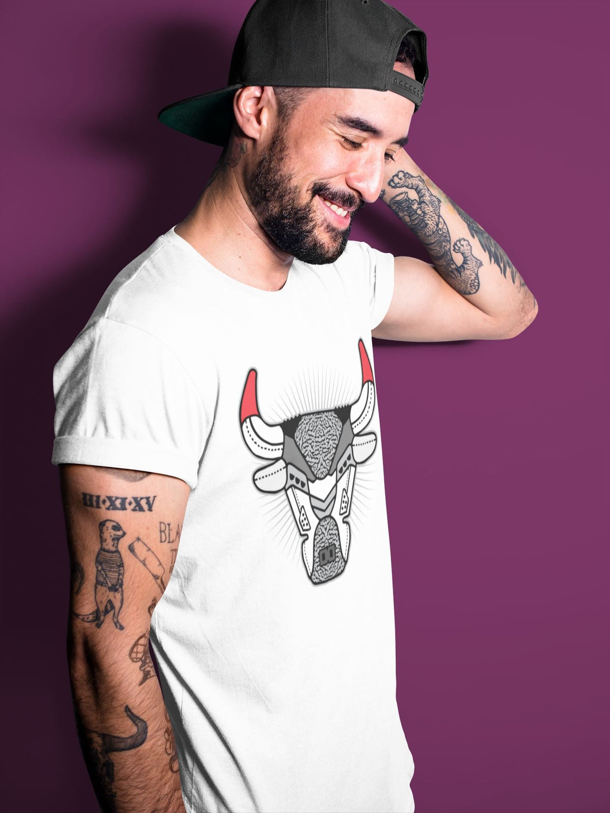 Jordan 3 Fire Red Sneaker Matching T-Shirt Bull Head Sneaker Tees Jordan 3 Fire Red Sneaker Release Tees Crew Neck Tees