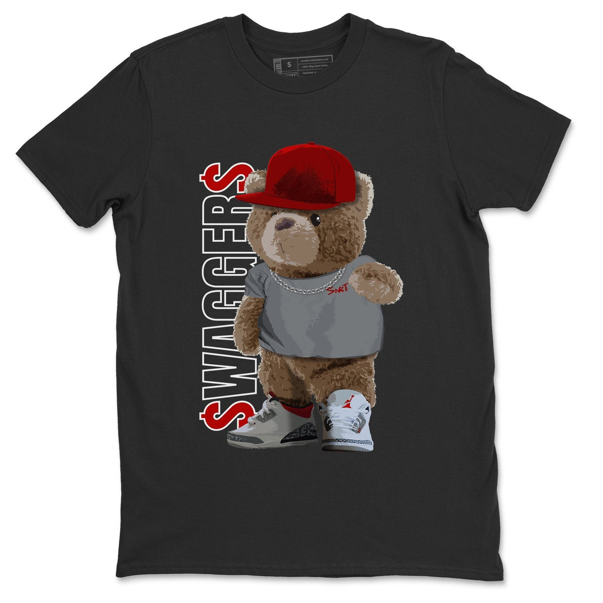 Jordan 3 Fire Red Sneaker Matching T-Shirt Bear Swaggers Sneaker Tees Jordan 3 Fire Red Sneaker Release Tees Crew Neck Tees
