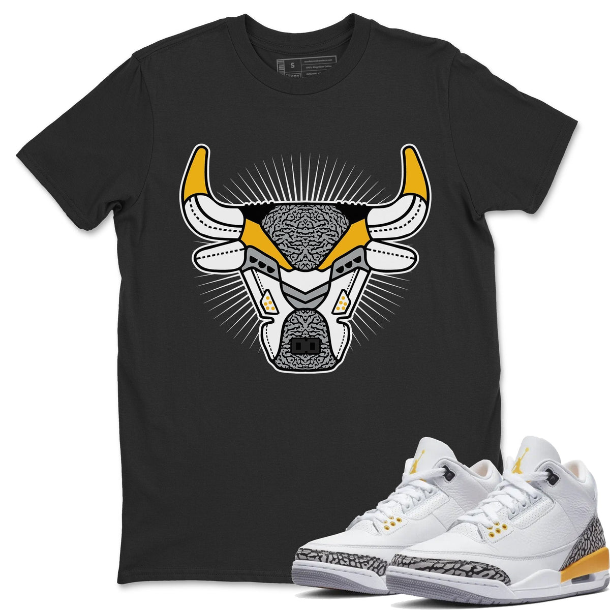 Jordan 3 Laser Orange Sneaker Matching T-Shirt Bull Head Sneaker Tees Jordan 3 Laser Orange Sneaker Release Tees Crew Neck Tees