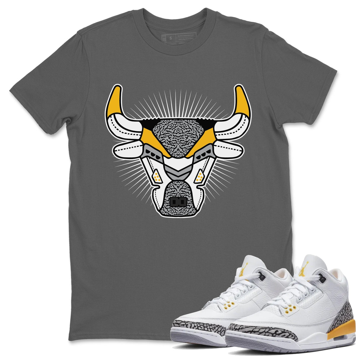 Jordan 3 Laser Orange Sneaker Matching T-Shirt Bull Head Sneaker Tees Jordan 3 Laser Orange Sneaker Release Tees Crew Neck Tees