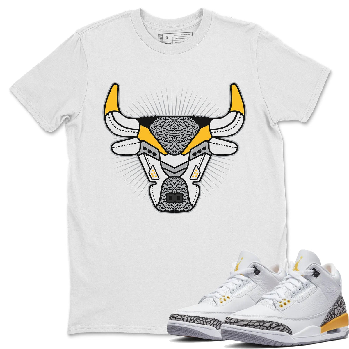Jordan 3 Laser Orange Sneaker Matching T-Shirt Bull Head Sneaker Tees Jordan 3 Laser Orange Sneaker Release Tees Crew Neck Tees