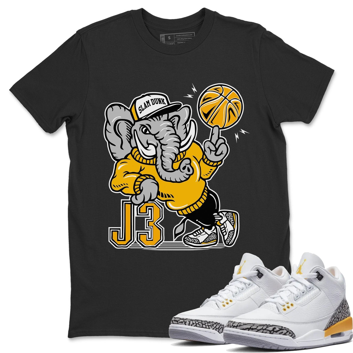 Jordan 3 Laser Orange Sneaker Matching T-Shirt Elephant Sneaker Tees Jordan 3 Laser Orange Sneaker Release Tees Crew Neck Tees