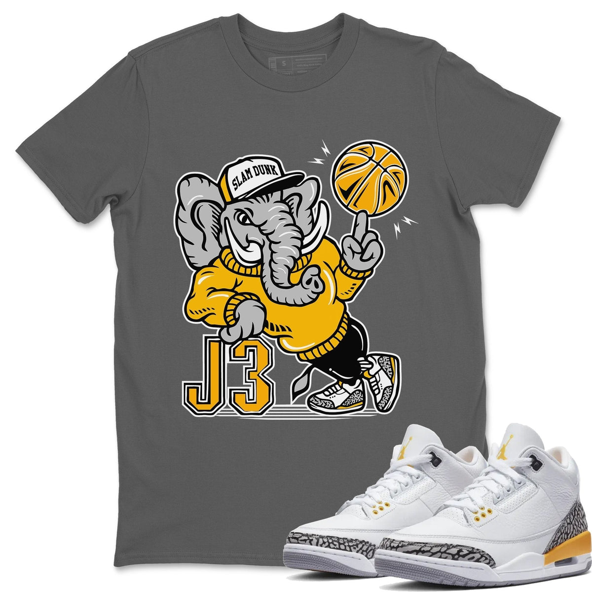 Jordan 3 Laser Orange Sneaker Matching T-Shirt Elephant Sneaker Tees Jordan 3 Laser Orange Sneaker Release Tees Crew Neck Tees
