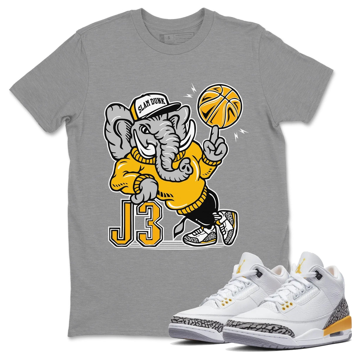 Jordan 3 Laser Orange Sneaker Matching T-Shirt Elephant Sneaker Tees Jordan 3 Laser Orange Sneaker Release Tees Crew Neck Tees