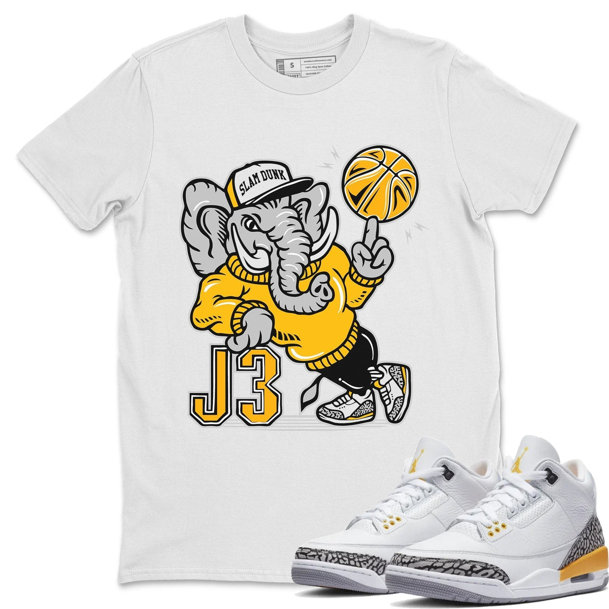Jordan 3 Laser Orange Sneaker Matching T-Shirt Elephant Sneaker Tees Jordan 3 Laser Orange Sneaker Release Tees Crew Neck Tees