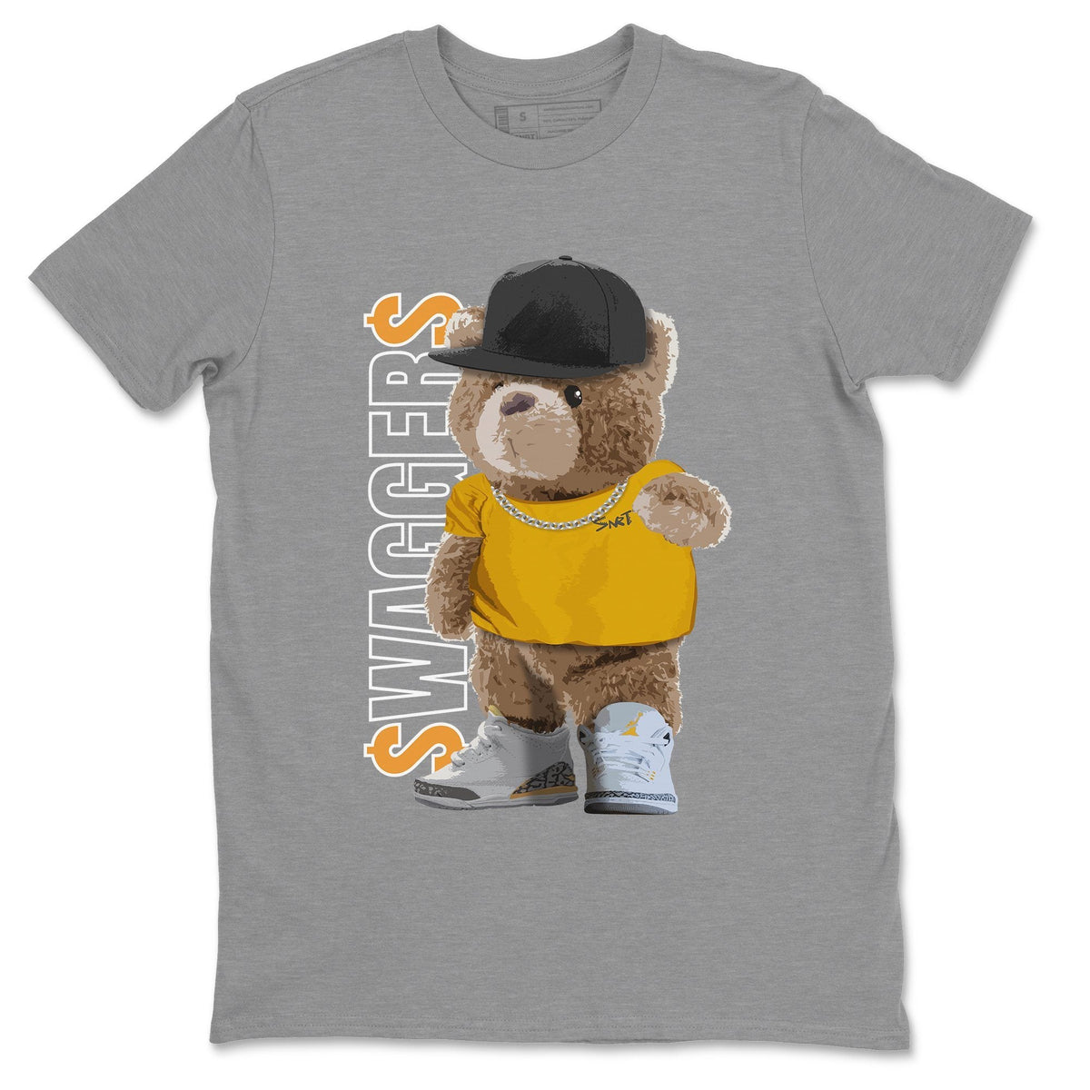 Jordan 3 Laser Orange Sneaker Matching T-Shirt Bear Swaggers Sneaker Tees Jordan 3 Laser Orange Sneaker Release Tees Crew Neck Tees