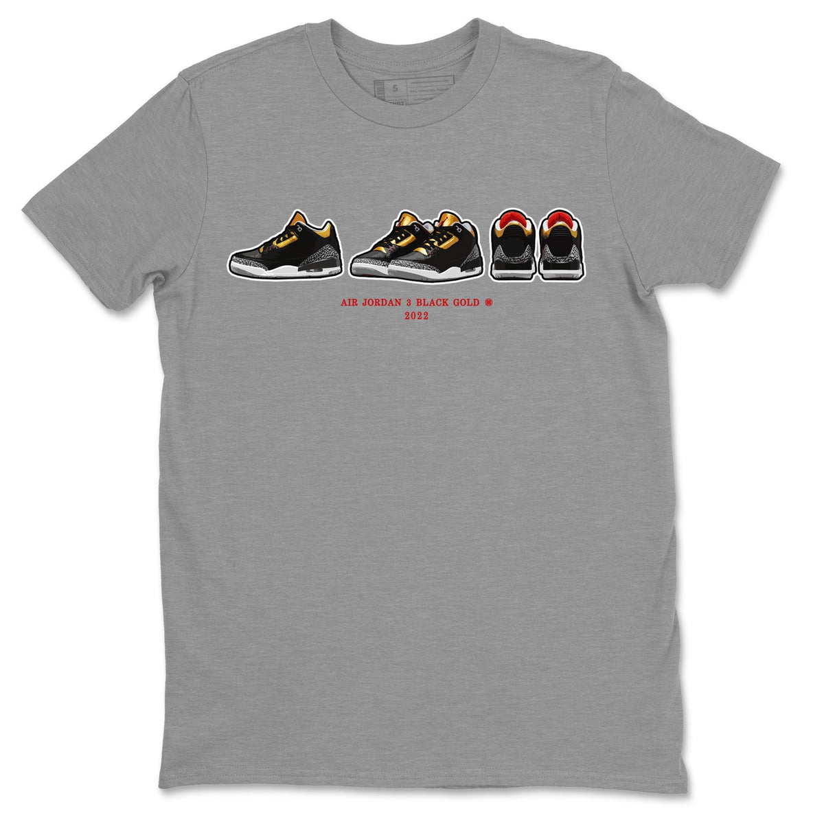 Jordan 3 Black Gold Sneaker Matching T-Shirt Air Jordan 3 Prelude Sneaker Tees Jordan 3 Black Gold Sneaker Release Tees Crew Neck Tees