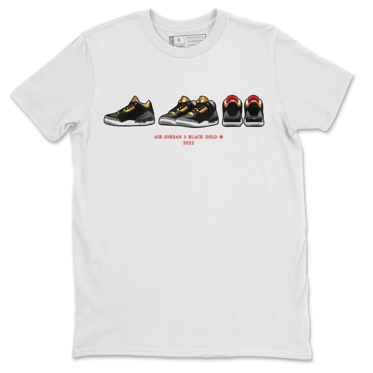 Jordan 3 Black Gold Sneaker Matching T-Shirt Air Jordan 3 Prelude Sneaker Tees Jordan 3 Black Gold Sneaker Release Tees Crew Neck Tees