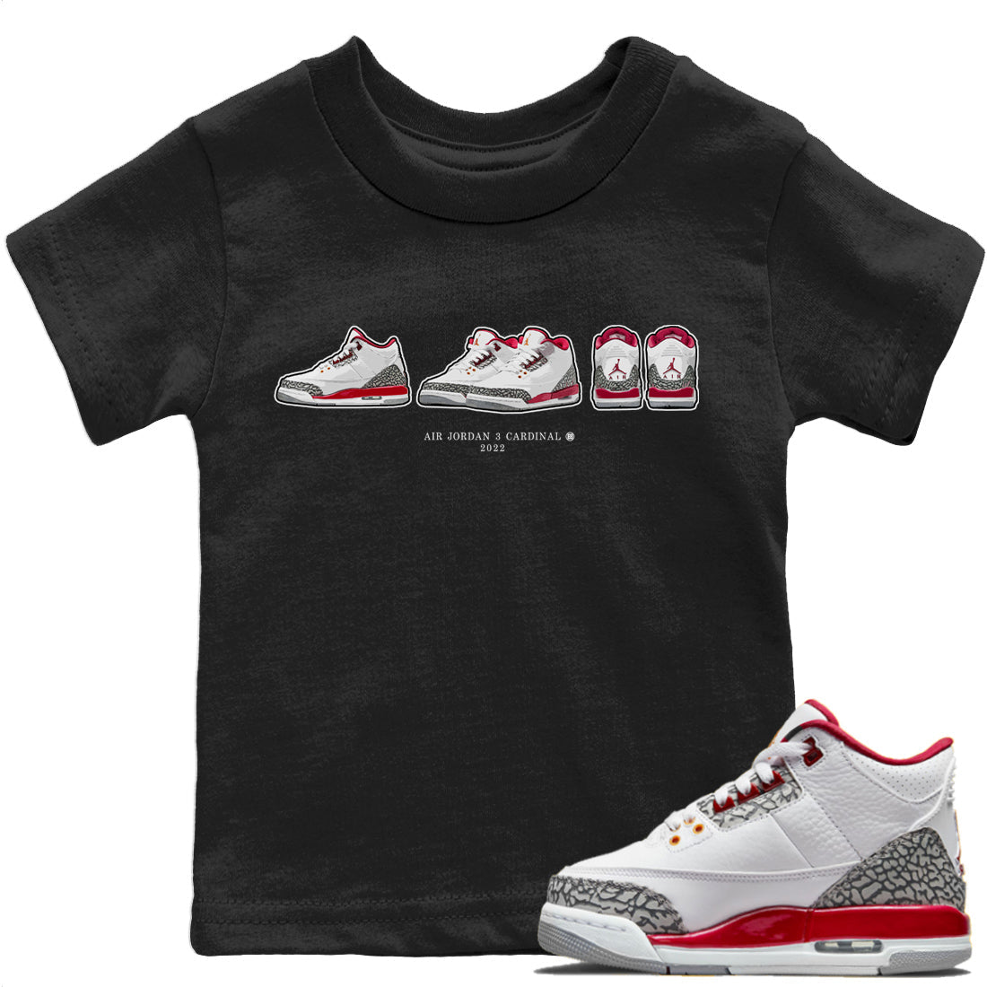 Jordan 3 Cardinal Sneaker Matching T-Shirt Air Jordan 3 Prelude Sneaker Tees Jordan 3 Cardinal Sneaker Release Tees Kids Shirts