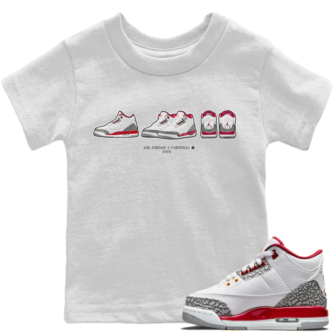 Jordan 3 Cardinal Sneaker Matching T-Shirt Air Jordan 3 Prelude Sneaker Tees Jordan 3 Cardinal Sneaker Release Tees Kids Shirts