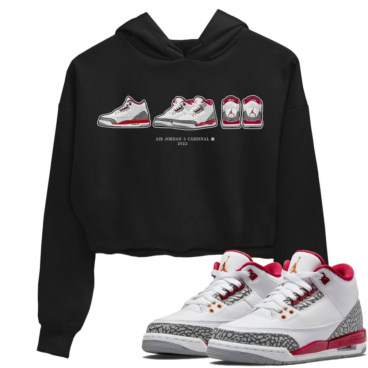 Jordan 3 Cardinal Sneaker Matching T-Shirt Air Jordan 3 Prelude Sneaker Tees Jordan 3 Cardinal Sneaker Release Tees Women's Shirts