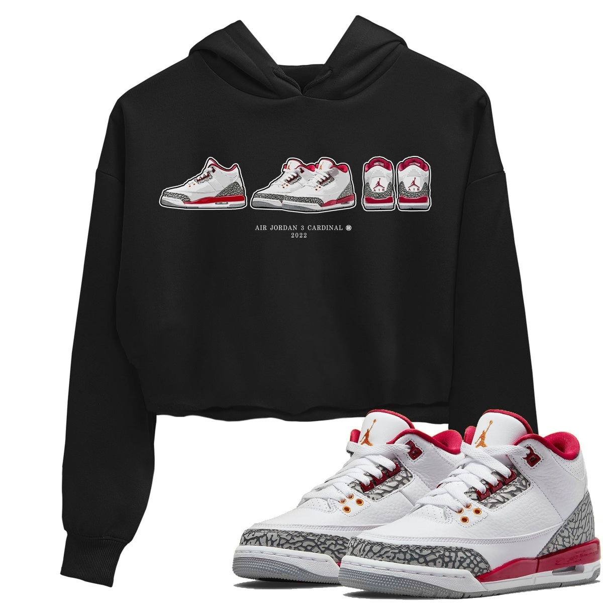 Jordan 3 Cardinal Sneaker Matching T-Shirt Air Jordan 3 Prelude Sneaker Tees Jordan 3 Cardinal Sneaker Release Tees Women's Shirts