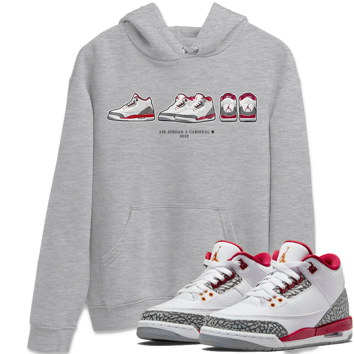Jordan 3 Cardinal Sneaker Matching T-Shirt Air Jordan 3 Prelude Sneaker Tees Jordan 3 Cardinal Sneaker Release Tees Crew Neck Tees