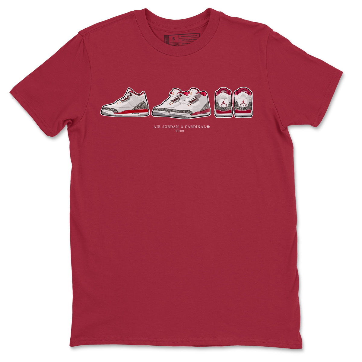 Jordan 3 Cardinal Sneaker Matching T-Shirt Air Jordan 3 Prelude Sneaker Tees Jordan 3 Cardinal Sneaker Release Tees Crew Neck Tees