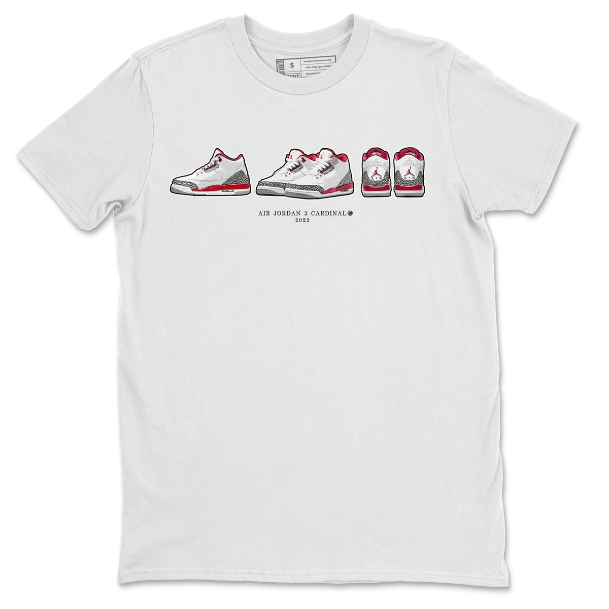 Jordan 3 Cardinal Sneaker Matching T-Shirt Air Jordan 3 Prelude Sneaker Tees Jordan 3 Cardinal Sneaker Release Tees Crew Neck Tees
