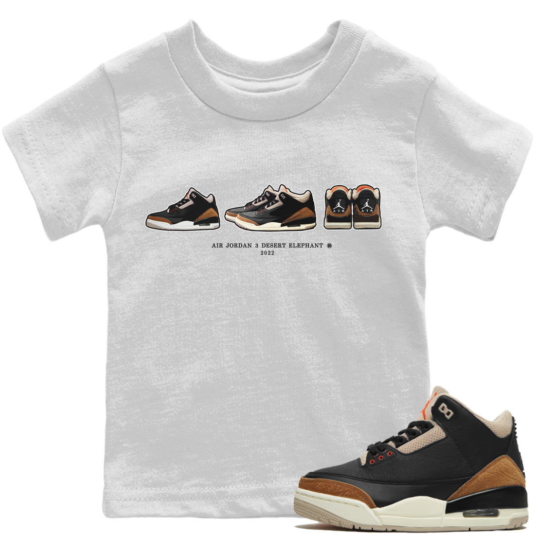 Jordan 3 Desert Elephant Sneaker Matching T-Shirt Air Jordan 3 Prelude Sneaker Tees Jordan 3 Desert Elephant Sneaker Release Tees Kids Shirts