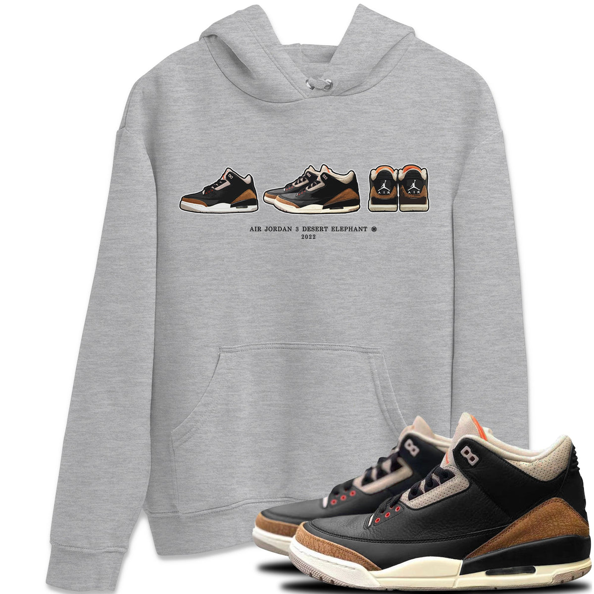 Jordan 3 Desert Elephant Sneaker Matching T-Shirt Air Jordan 3 Prelude Sneaker Tees Jordan 3 Desert Elephant Sneaker Release Tees Crew Neck Tees