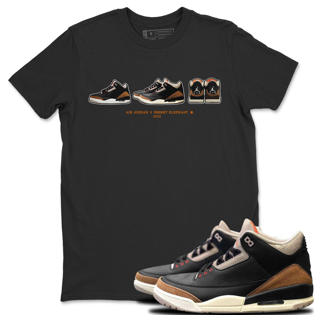 Jordan 3 Desert Elephant Sneaker Matching T-Shirt Air Jordan 3 Prelude Sneaker Tees Jordan 3 Desert Elephant Sneaker Release Tees Crew Neck Tees