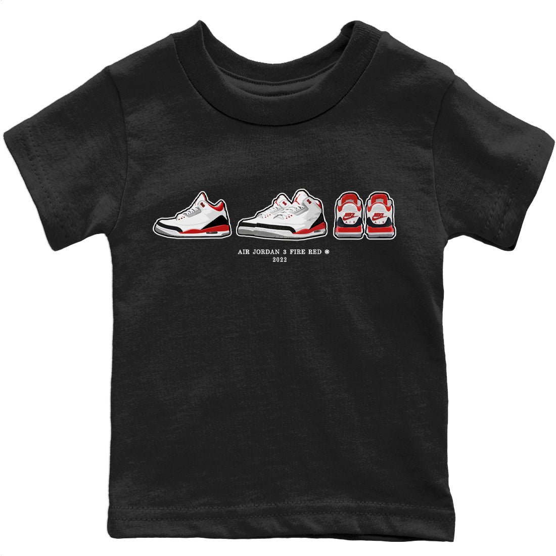 Jordan 3 Fire Red Sneaker Matching T-Shirt Air Jordan 3 Prelude Sneaker Tees Jordan 3 Fire Red Sneaker Release Tees Kids Shirts