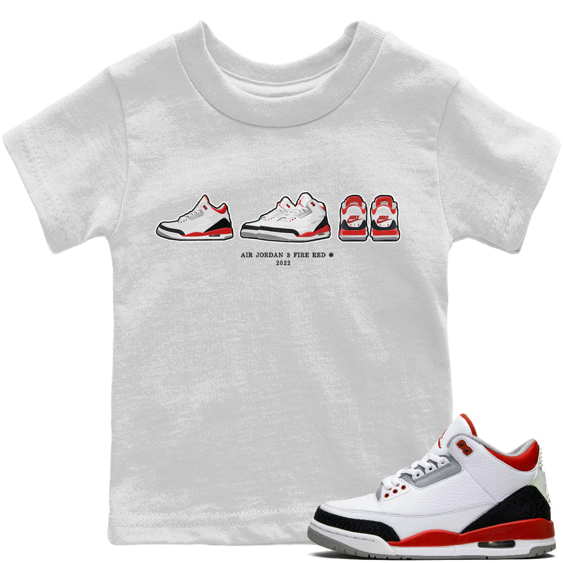 Jordan 3 Fire Red Sneaker Matching T-Shirt Air Jordan 3 Prelude Sneaker Tees Jordan 3 Fire Red Sneaker Release Tees Kids Shirts