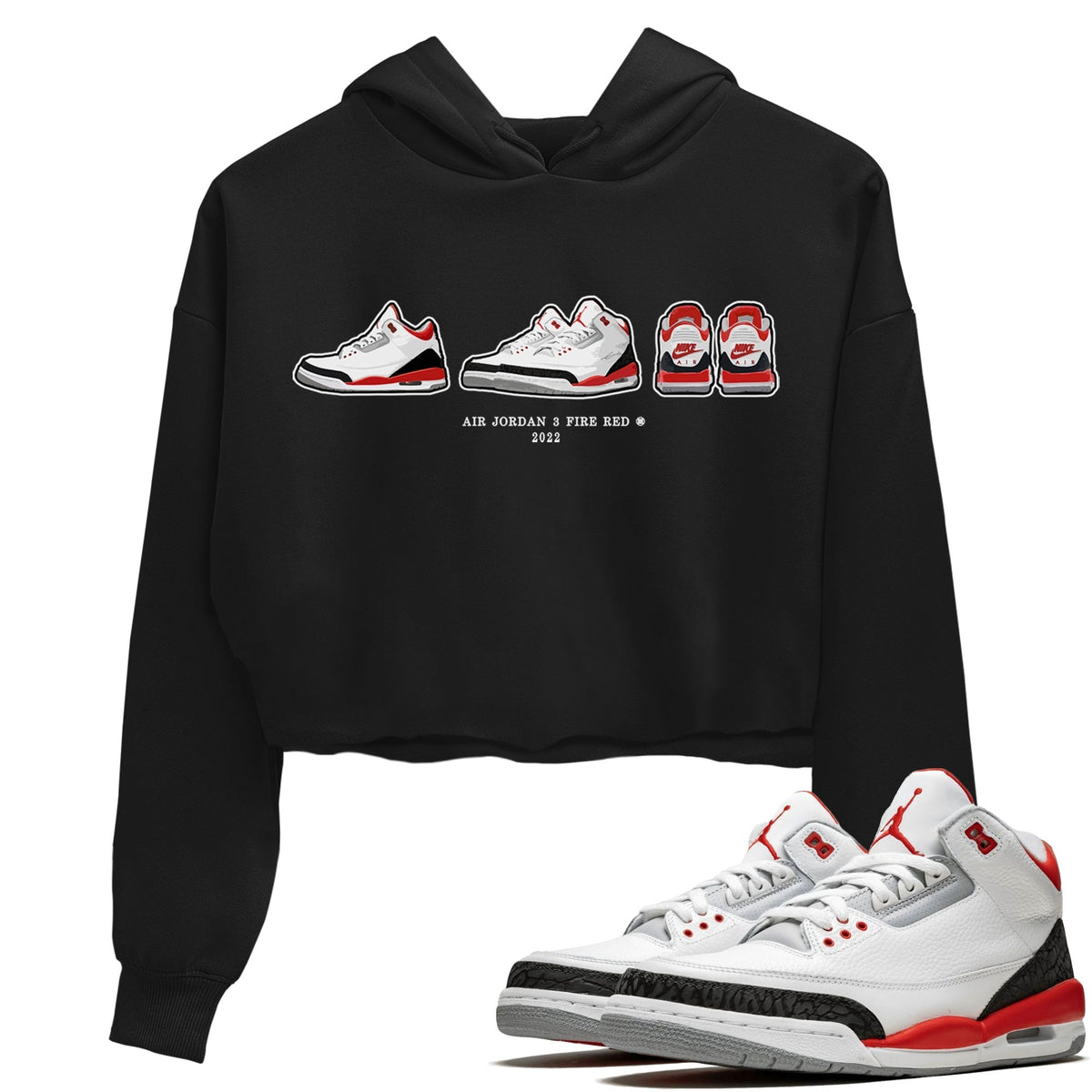 Jordan 3 Fire Red Sneaker Matching T-Shirt Air Jordan 3 Prelude Sneaker Tees Jordan 3 Fire Red Sneaker Release Tees Women's Shirts