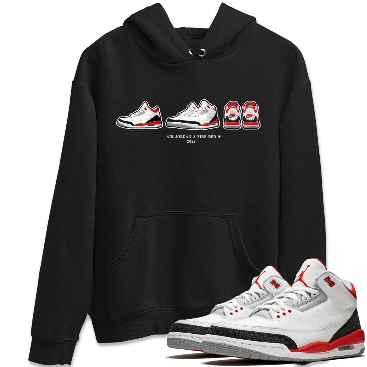 Jordan 3 Fire Red Sneaker Matching T-Shirt Air Jordan 3 Prelude Sneaker Tees Jordan 3 Fire Red Sneaker Release Tees Crew Neck Tees