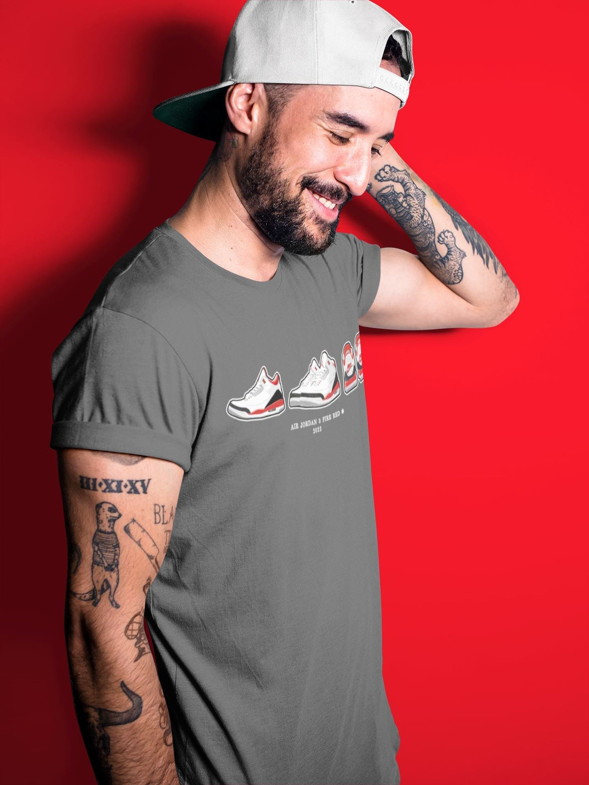 Jordan 3 Fire Red Sneaker Matching T-Shirt Air Jordan 3 Prelude Sneaker Tees Jordan 3 Fire Red Sneaker Release Tees Crew Neck Tees