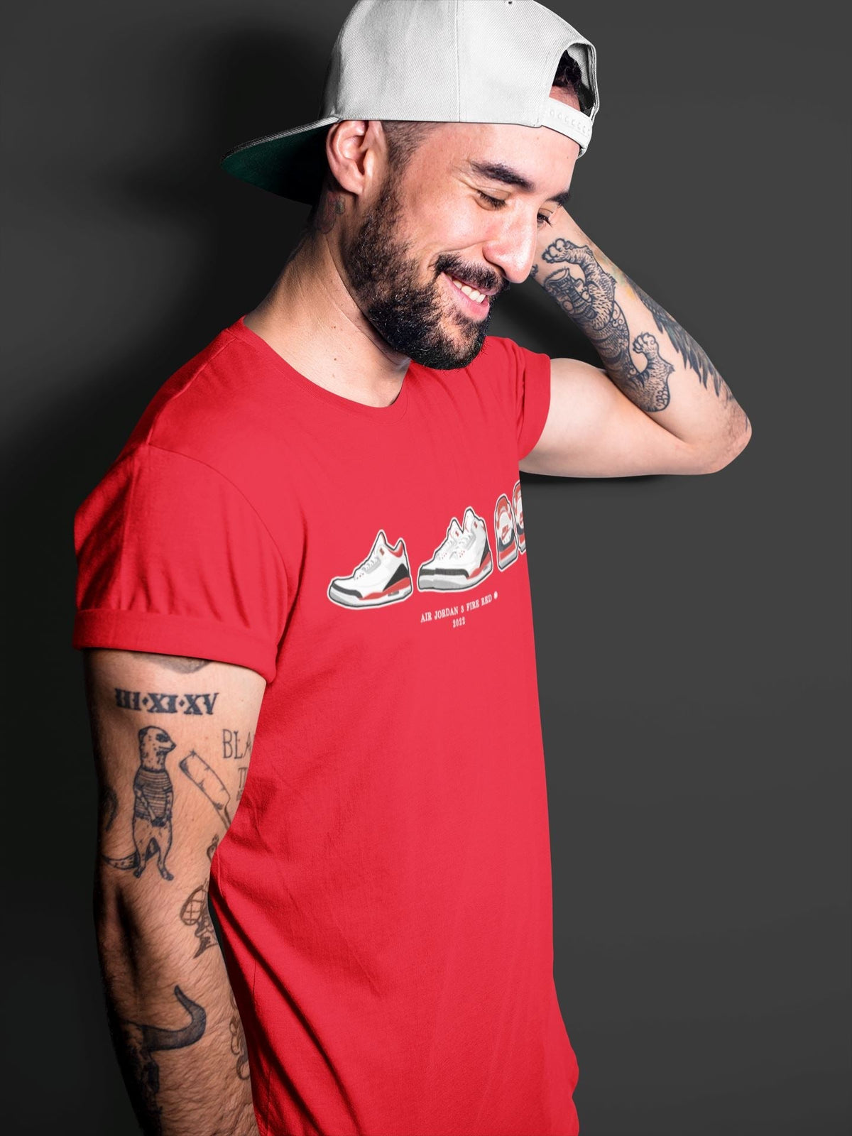 Jordan 3 Fire Red Sneaker Matching T-Shirt Air Jordan 3 Prelude Sneaker Tees Jordan 3 Fire Red Sneaker Release Tees Crew Neck Tees