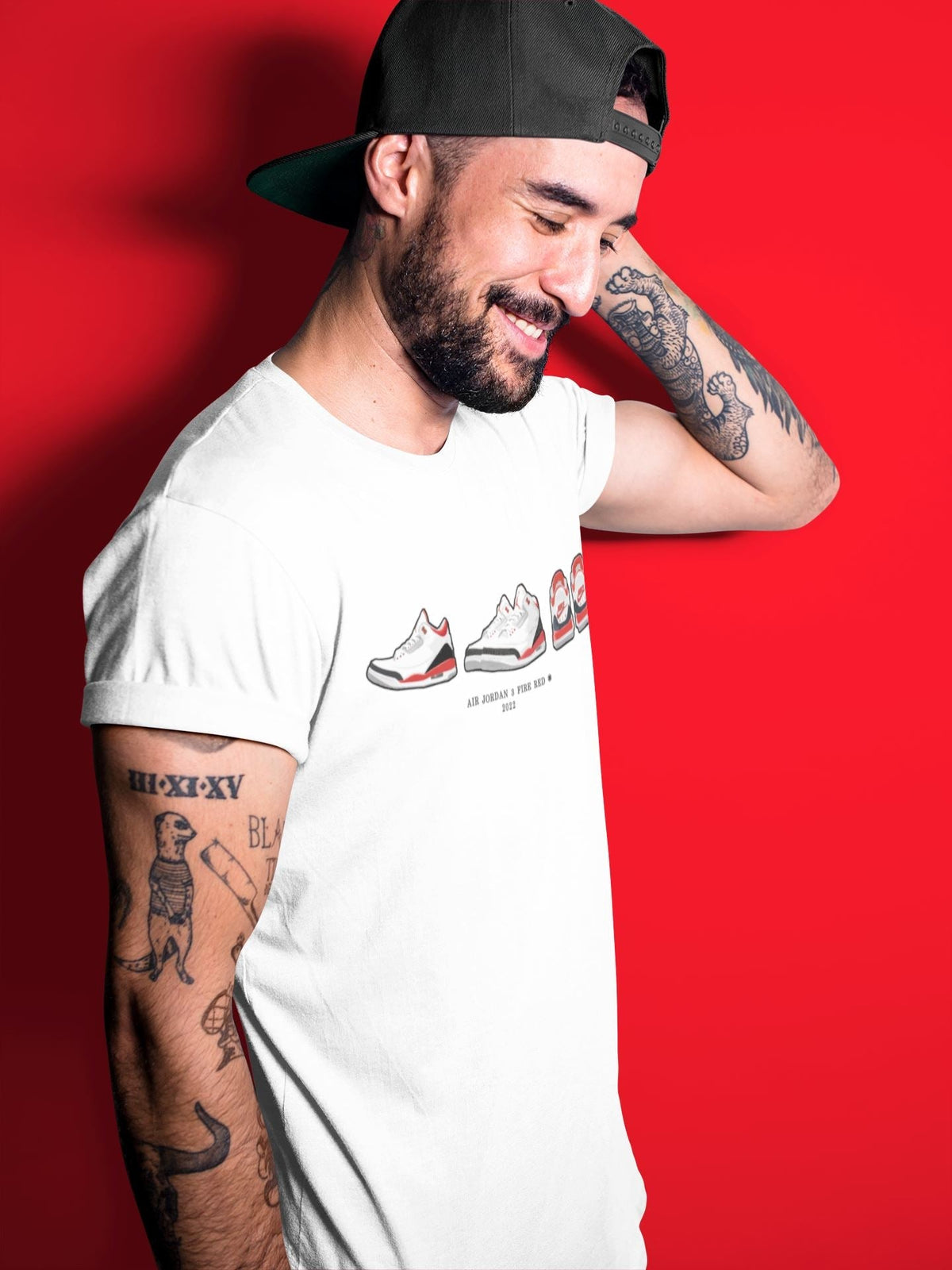 Jordan 3 Fire Red Sneaker Matching T-Shirt Air Jordan 3 Prelude Sneaker Tees Jordan 3 Fire Red Sneaker Release Tees Crew Neck Tees