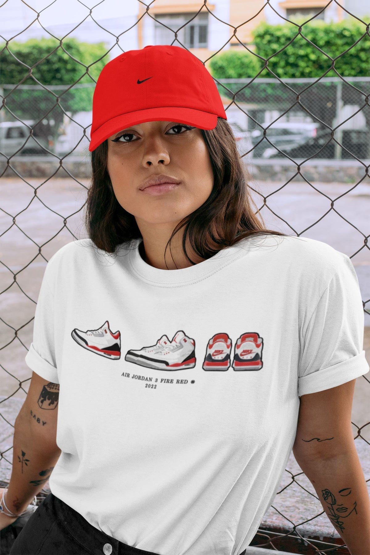 Jordan 3 Fire Red Sneaker Matching T-Shirt Air Jordan 3 Prelude Sneaker Tees Jordan 3 Fire Red Sneaker Release Tees Crew Neck Tees