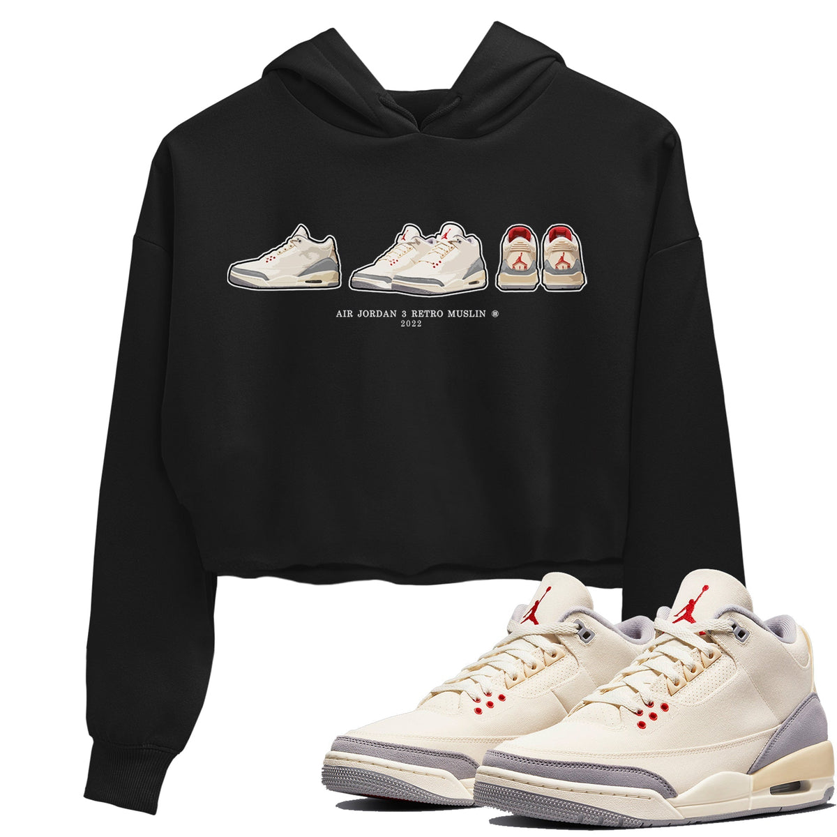 Jordan 3 Muslin Sneaker Matching T-Shirt Air Jordan 3 Prelude Sneaker Tees Jordan 3 Muslin Sneaker Release Tees Women's Shirts