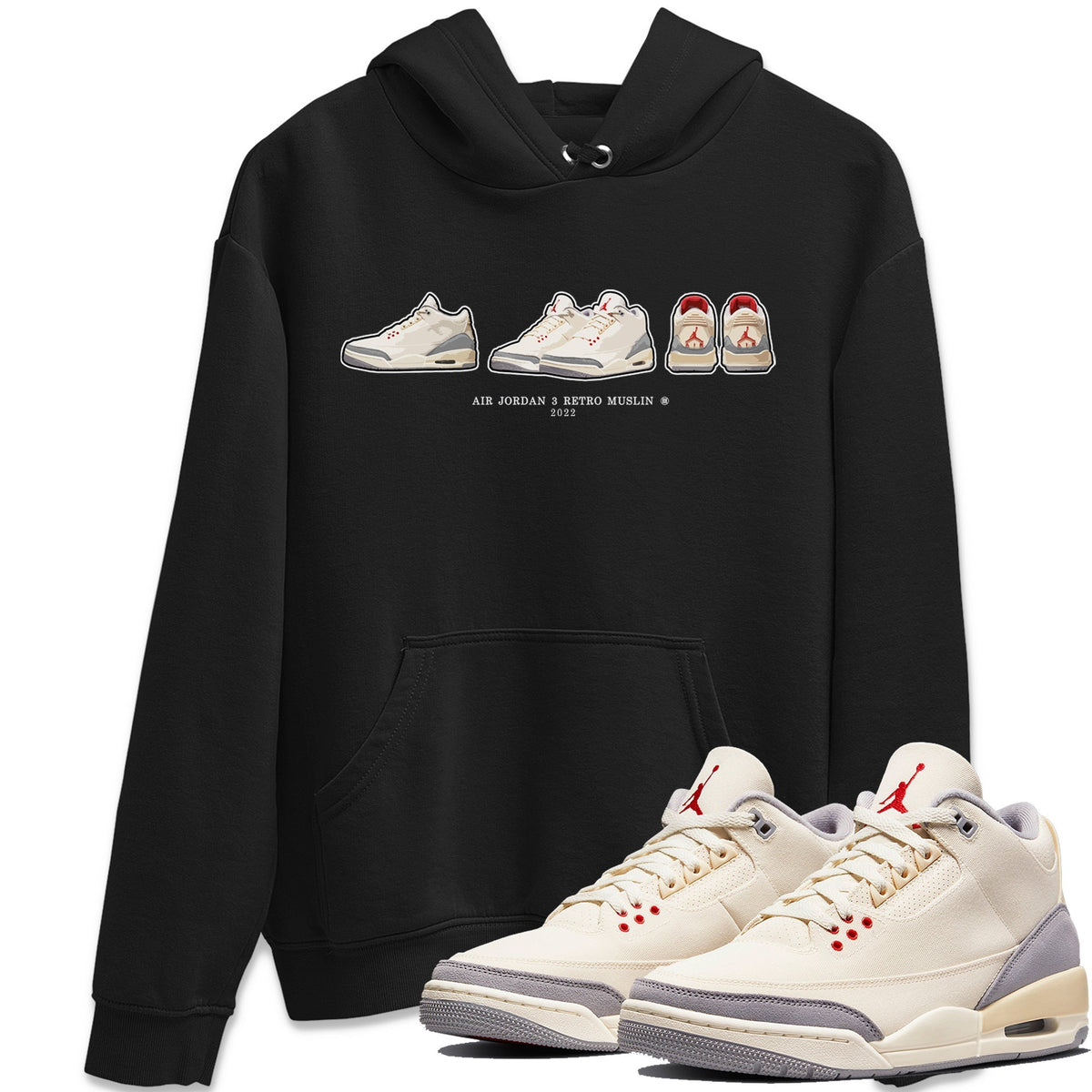 Jordan 3 Muslin Sneaker Matching T-Shirt Air Jordan 3 Prelude Sneaker Tees Jordan 3 Muslin Sneaker Release Tees Crew Neck Tees