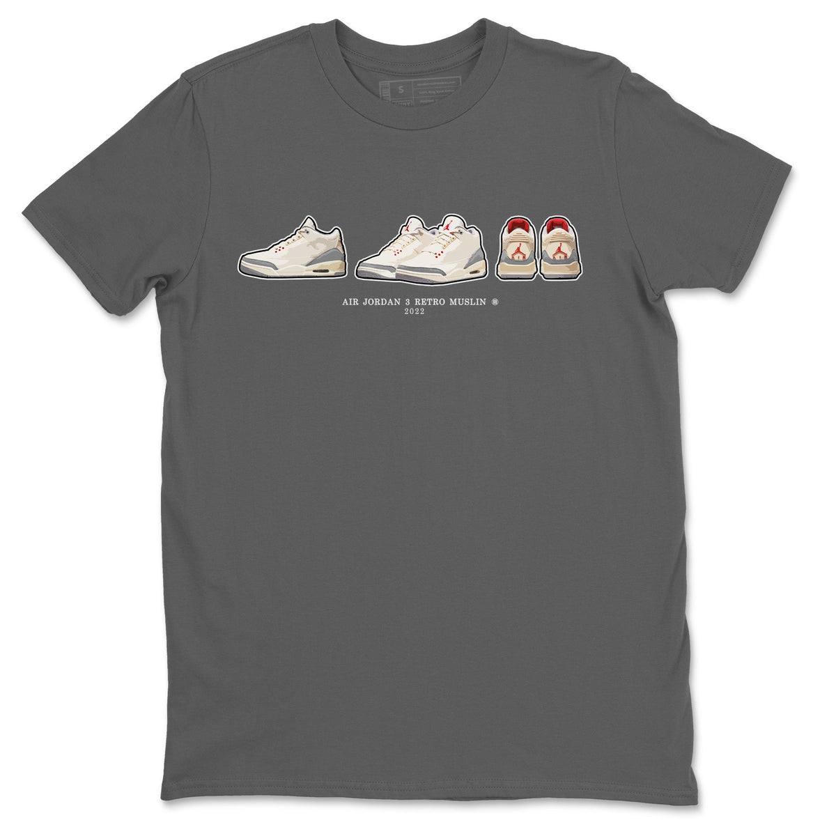 Jordan 3 Muslin Sneaker Matching T-Shirt Air Jordan 3 Prelude Sneaker Tees Jordan 3 Muslin Sneaker Release Tees Crew Neck Tees