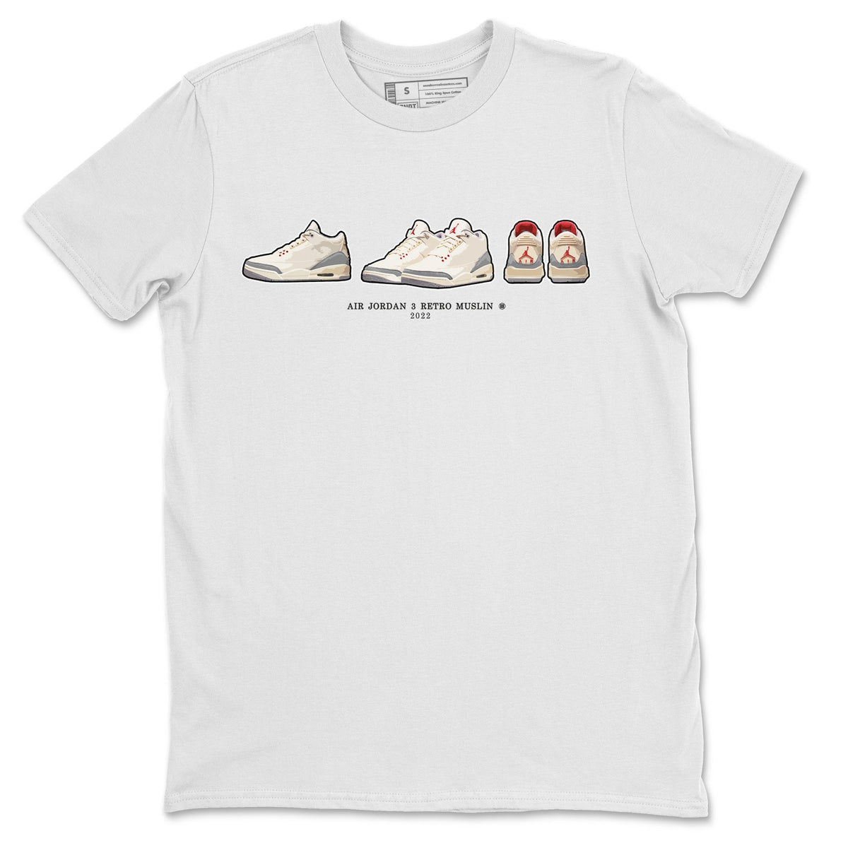 Jordan 3 Muslin Sneaker Matching T-Shirt Air Jordan 3 Prelude Sneaker Tees Jordan 3 Muslin Sneaker Release Tees Crew Neck Tees