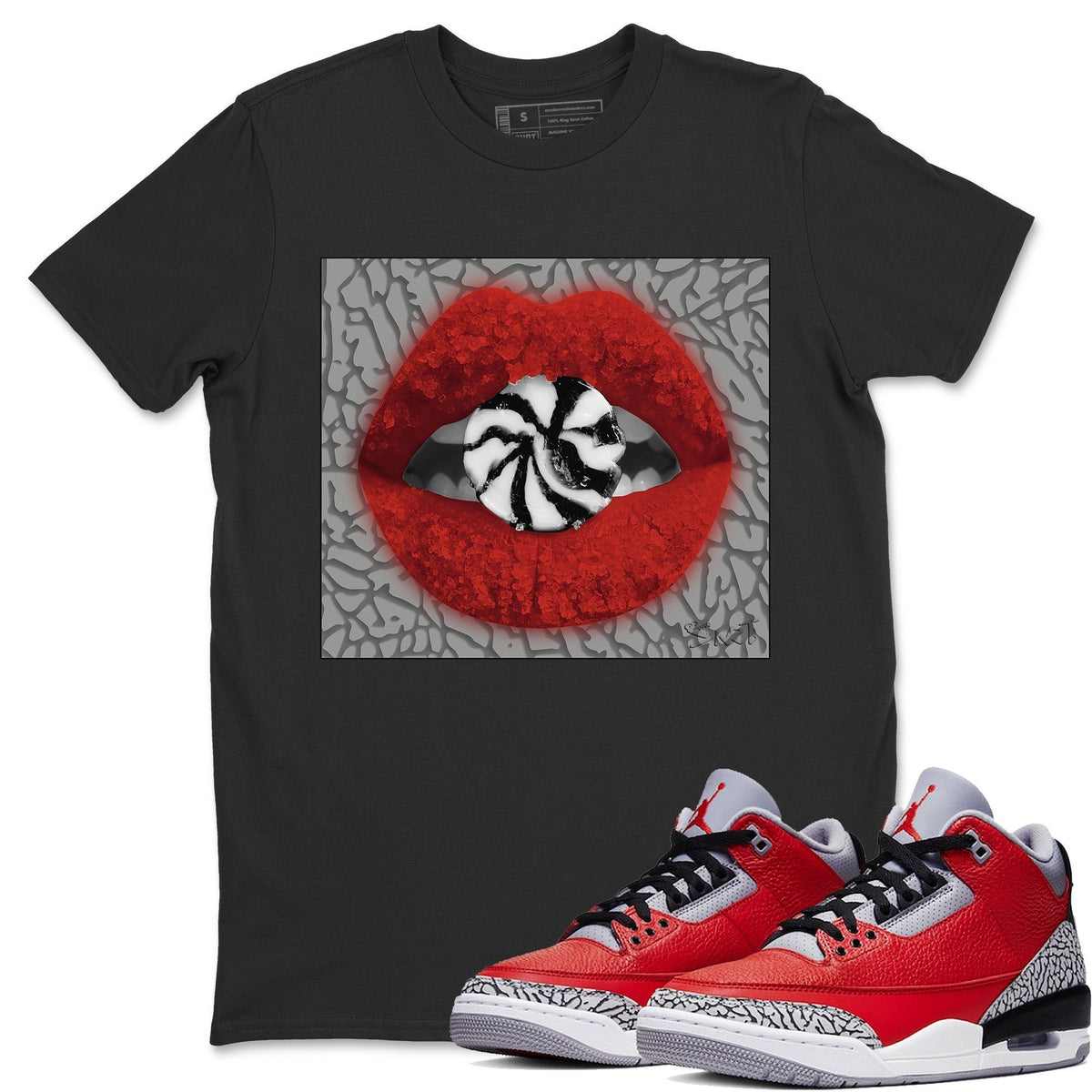 Jordan 3 Unite Sneaker Matching T-Shirt Lips Candy Sneaker Tees Jordan 3 Unite Sneaker Release Tees Crew Neck Tees