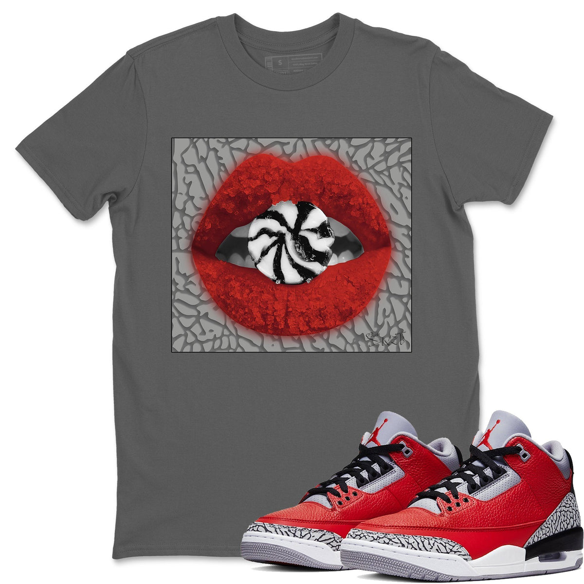 Jordan 3 Unite Sneaker Matching T-Shirt Lips Candy Sneaker Tees Jordan 3 Unite Sneaker Release Tees Crew Neck Tees